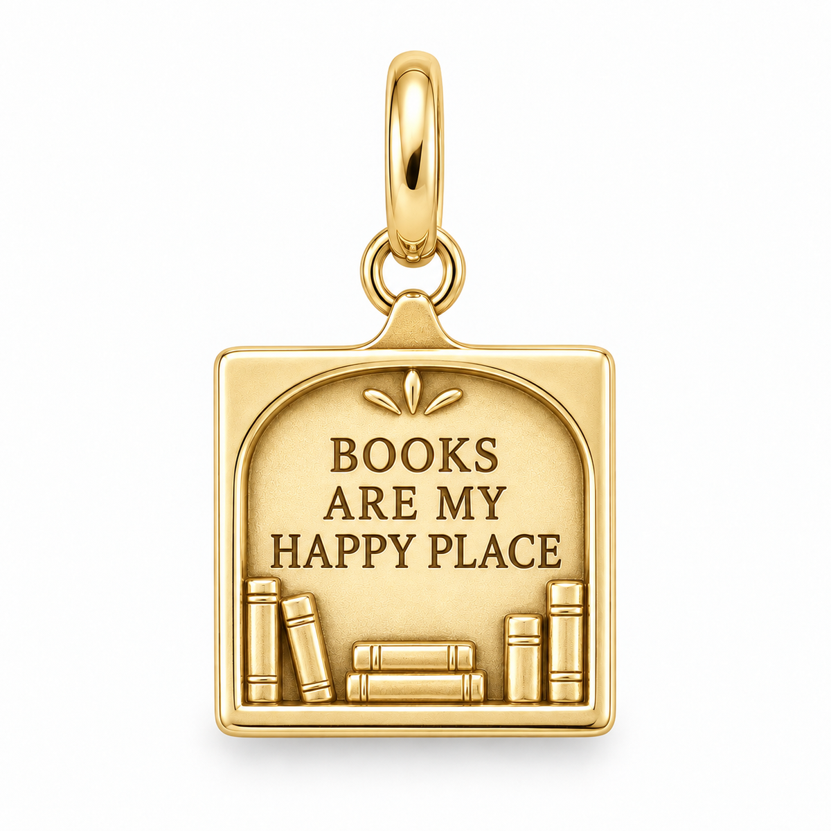 Books Are My Happy Place Charm | gold | 43428d01f6e4b8e484c81506f4831b176dda31fadf33b98fa2999471f518ee87