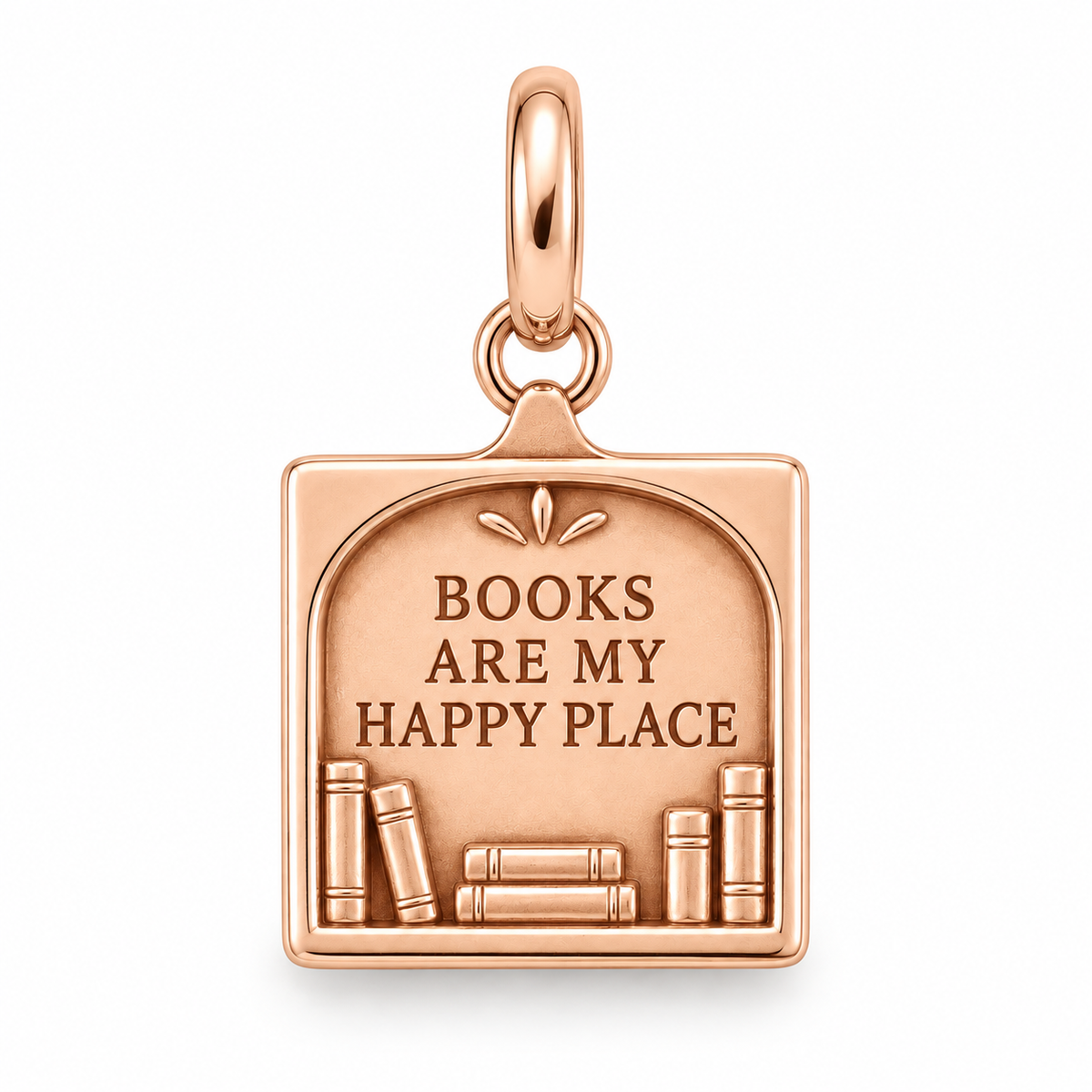 Books Are My Happy Place Charm | rose | 1ac8200176d31503bd971c011c3d726dead1f45ddceacfbbe4951bf2a4bac0cd