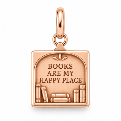 Books Are My Happy Place Charm | rose | 1ac8200176d31503bd971c011c3d726dead1f45ddceacfbbe4951bf2a4bac0cd