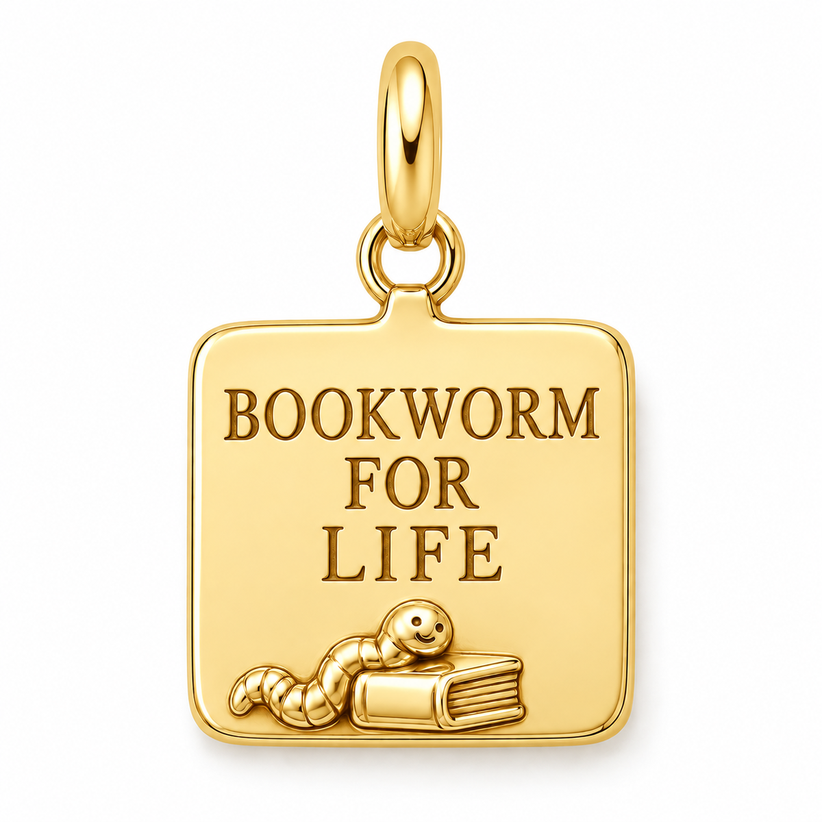 Bookworm for Life Charm | gold | e793814c17d9973536d88bb1d3a31486e4333f704acbd59040679c0dccb2bfc5
