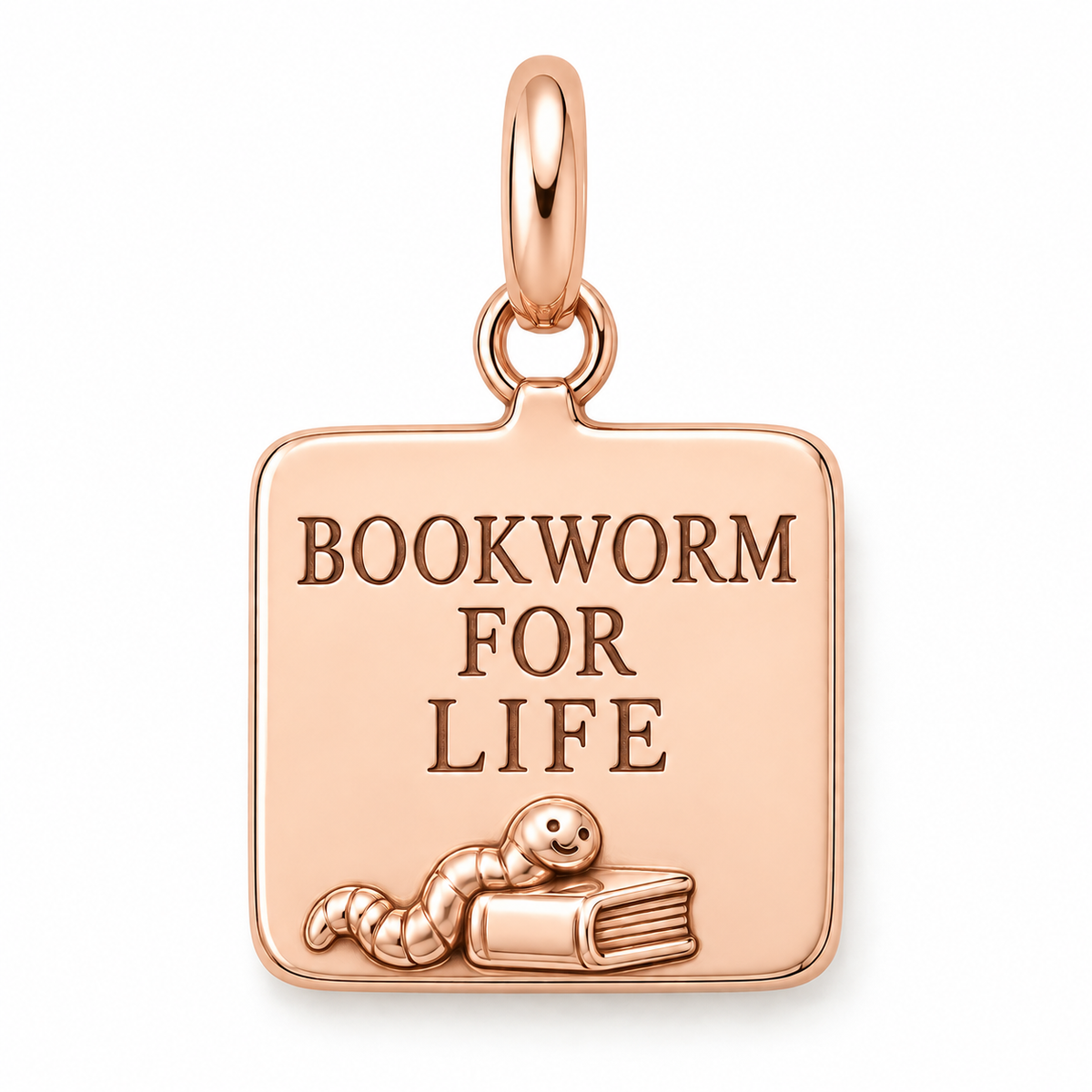 Bookworm for Life Charm | rose | c6fab2e845277479bb524136d427cb05f8bb57ddbf63b85bf8c69d669b492045