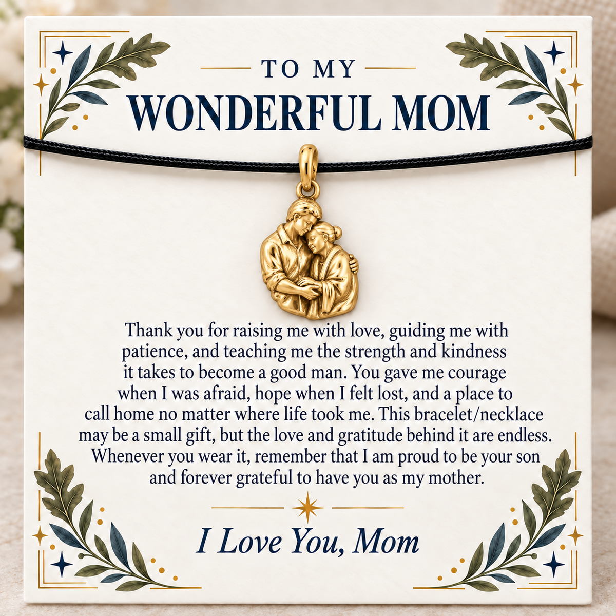Supporting Hands Proud To Be Your Son Charm | gold | 3cc4e3ced79230a2d925e698cad5e96d914a93561df8435df4db25dbc82f172e