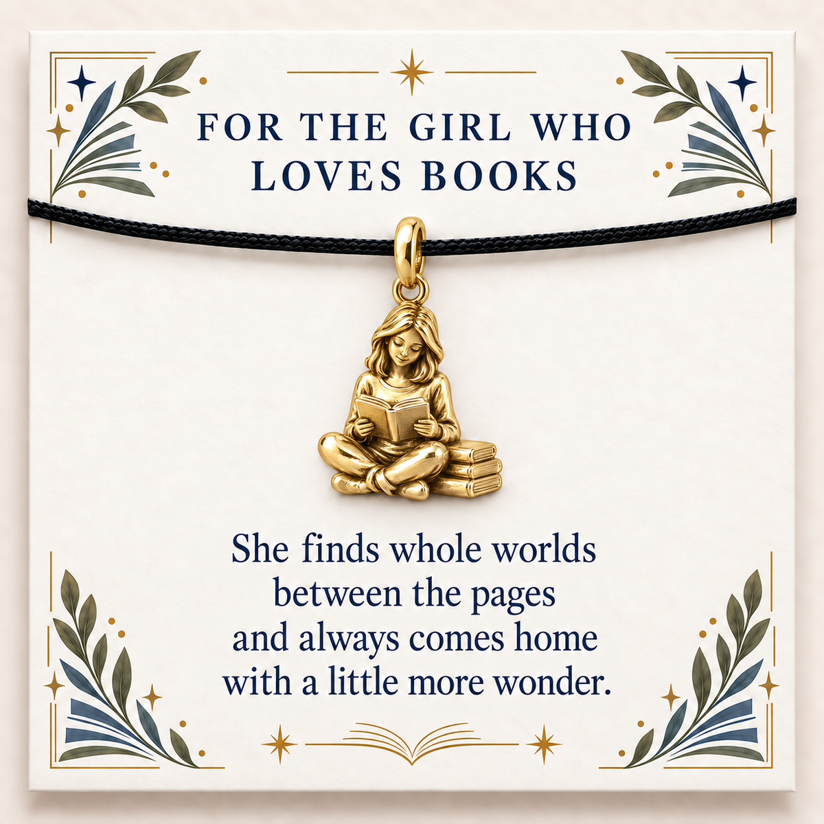 Girl and Her Books Charm | gold | d329e8aa5c86fab34c922942c2a8f8c7ebbe1634ba28ad75a2190a9608043fcd