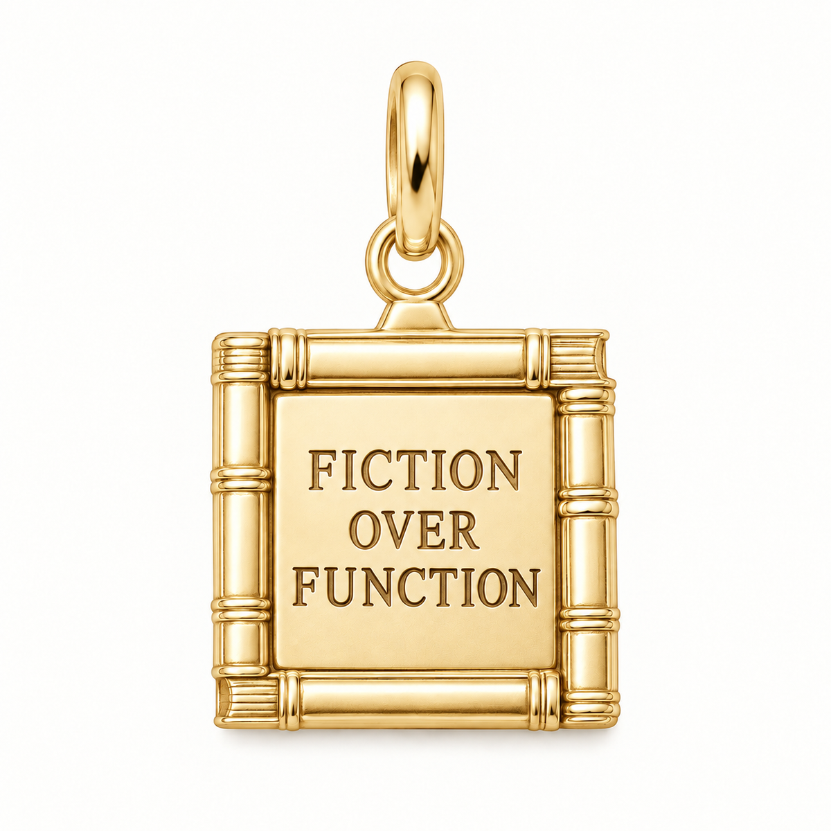 Fiction Over Function Charm | gold | 8a746166e10851d8d7a702cc7cfd24d76fc2d46a544a6a1f078322841d03a733