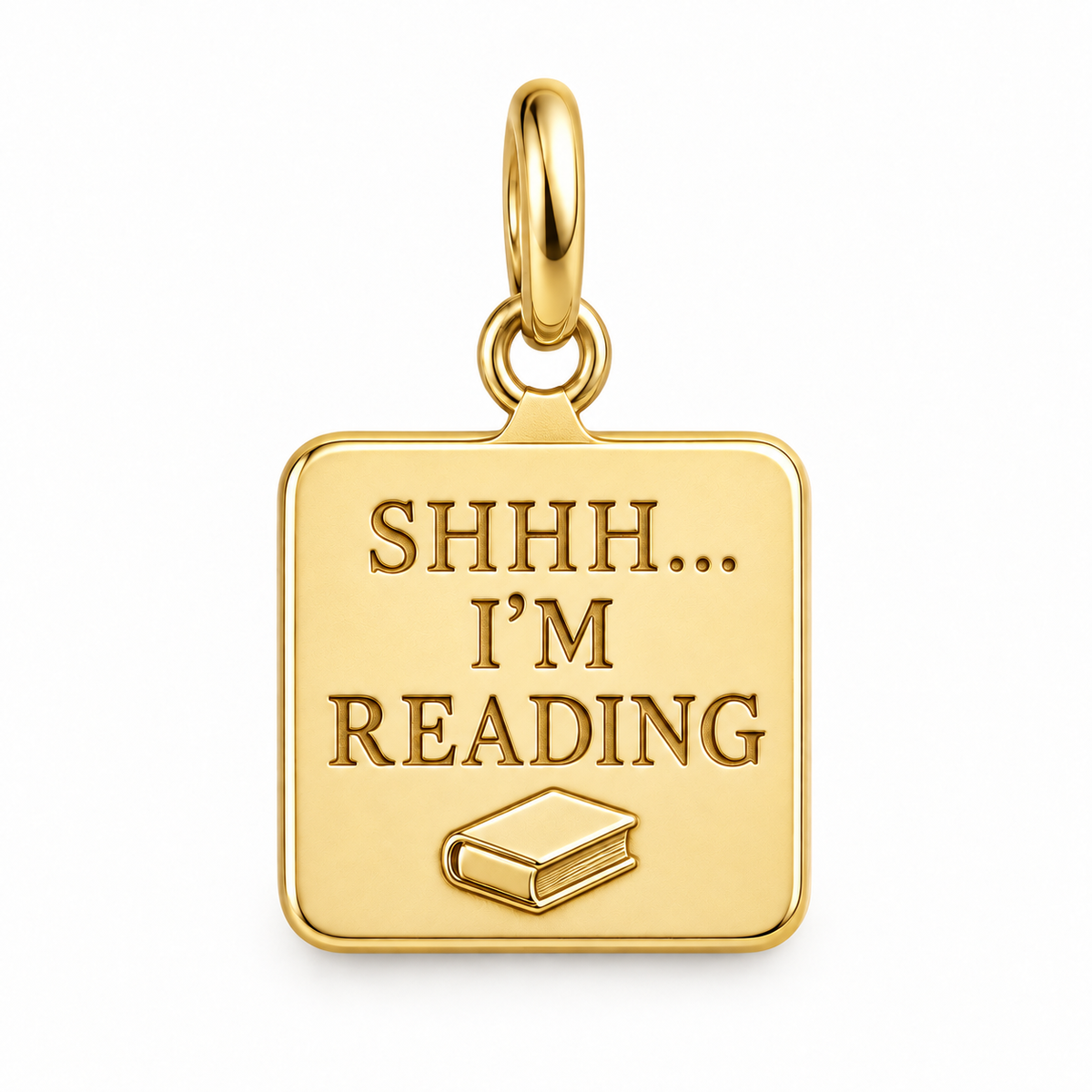 Shhh I'm Reading Charm | gold | 039f33e4d6b26fc011dcb7b978b0a16097fa3f7217ebcad80a9a701acd42ef37
