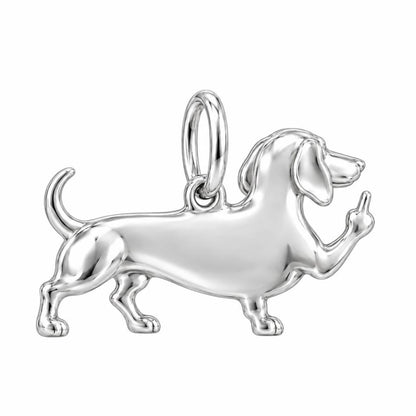 Sassy Paws Dachshund Charm and Polyester Cord Bracelet – back of the charm, engraving area
