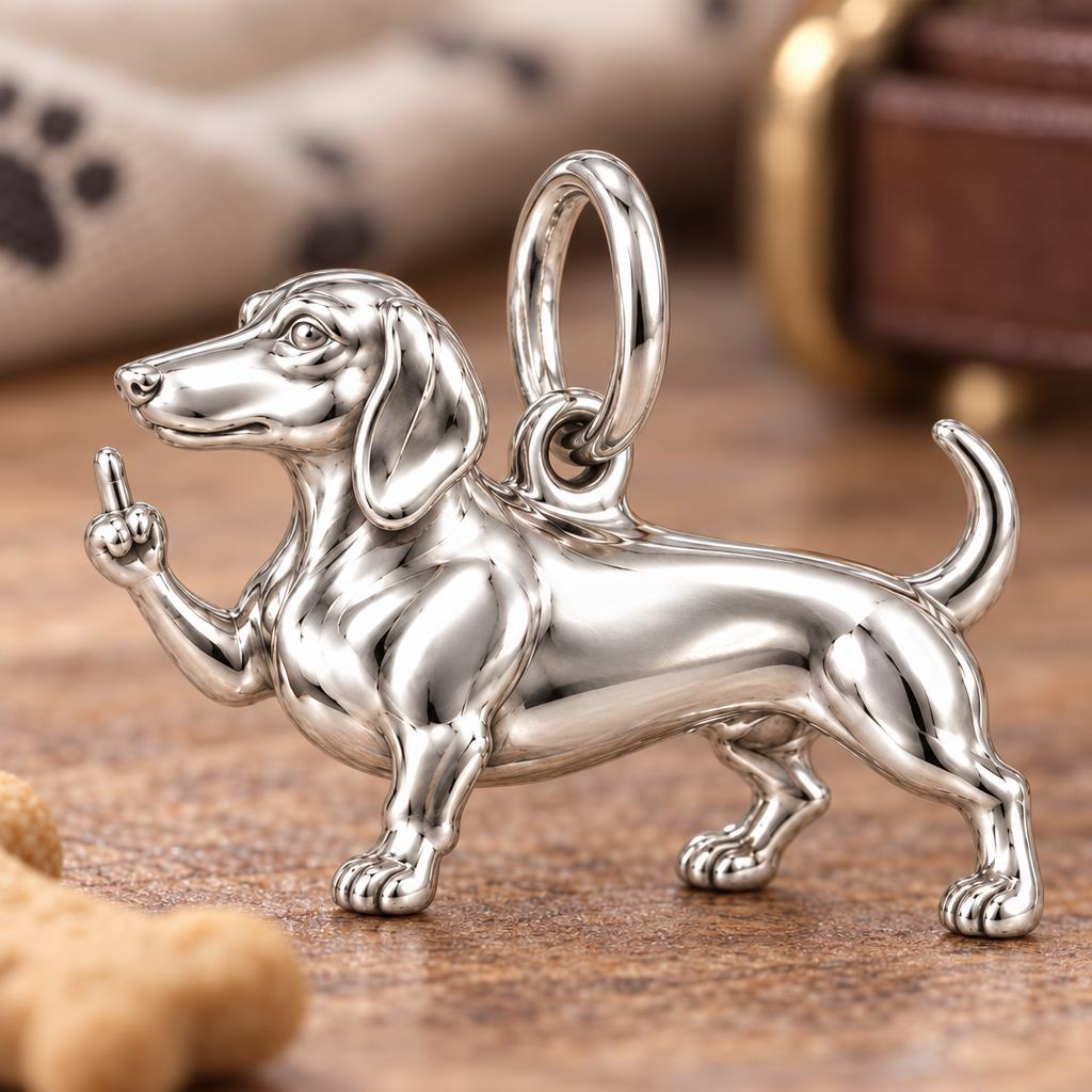 Sassy Paws Dachshund Charm and Polyester Cord Bracelet – macro detail of the charm