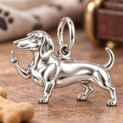 Sassy Paws Dachshund Charm and Polyester Cord Bracelet – macro detail of the charm