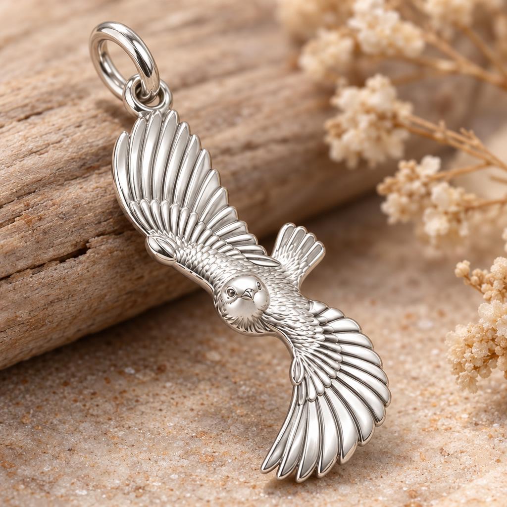 Spirit in Flight Charm Bracelet – Personalized Mom Gift – macro detail of the charm