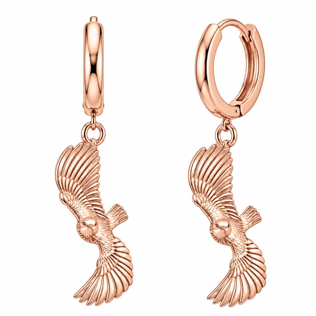 Spirit in Flight Huggie Charm Earrings – rose gold, front view