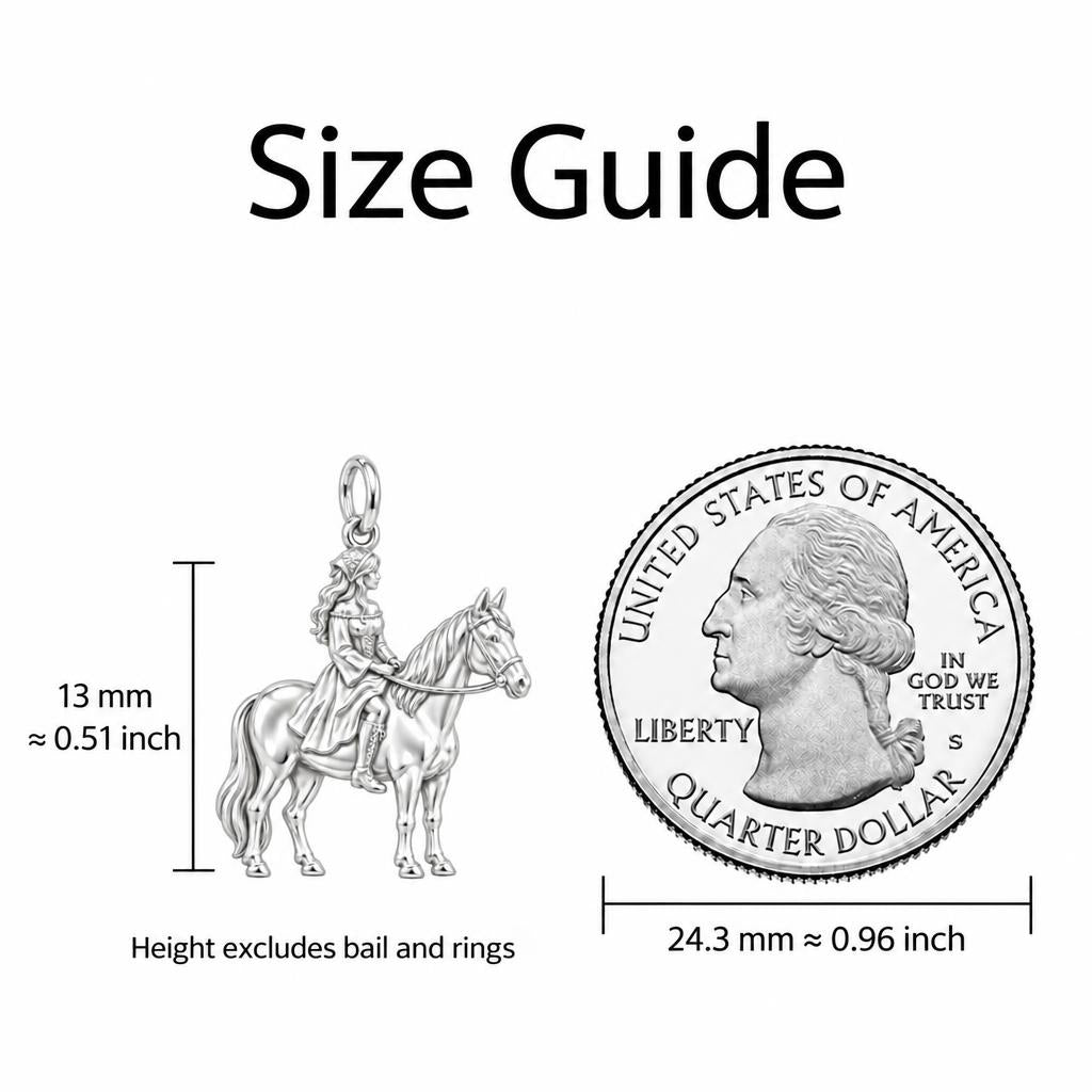 Spirit of the Ride Charm Keychain – size guide, 13 mm charm next to a quarter