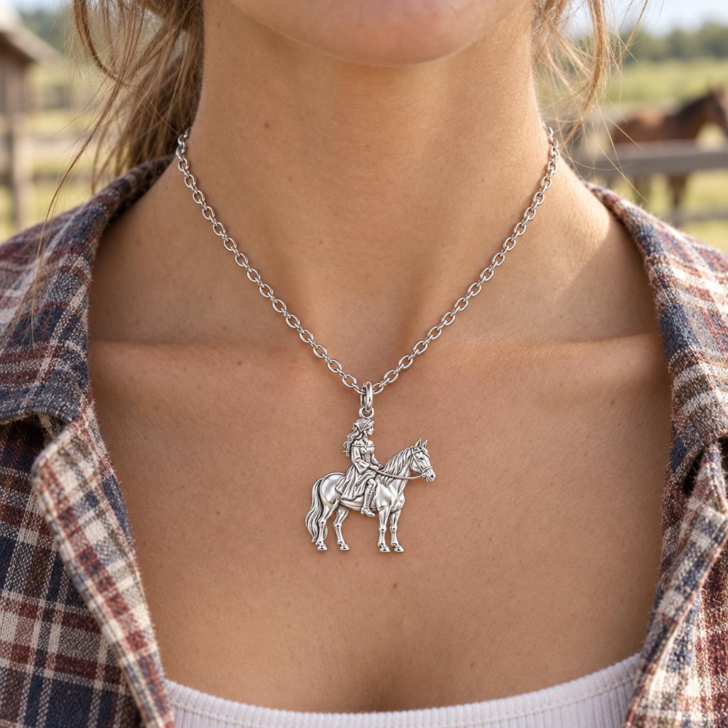 Spirit of the Ride Charm Necklace Set – worn / in use