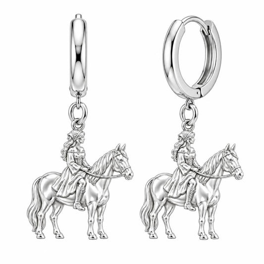 Spirit of the Ride Huggie Charm Earrings – silver, front view