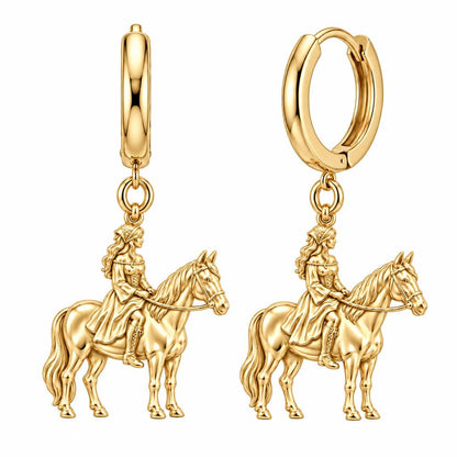 Spirit of the Ride Huggie Charm Earrings – 18K gold, front view