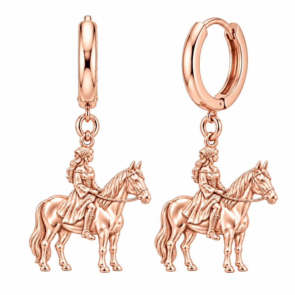 Spirit of the Ride Huggie Charm Earrings – rose gold, front view