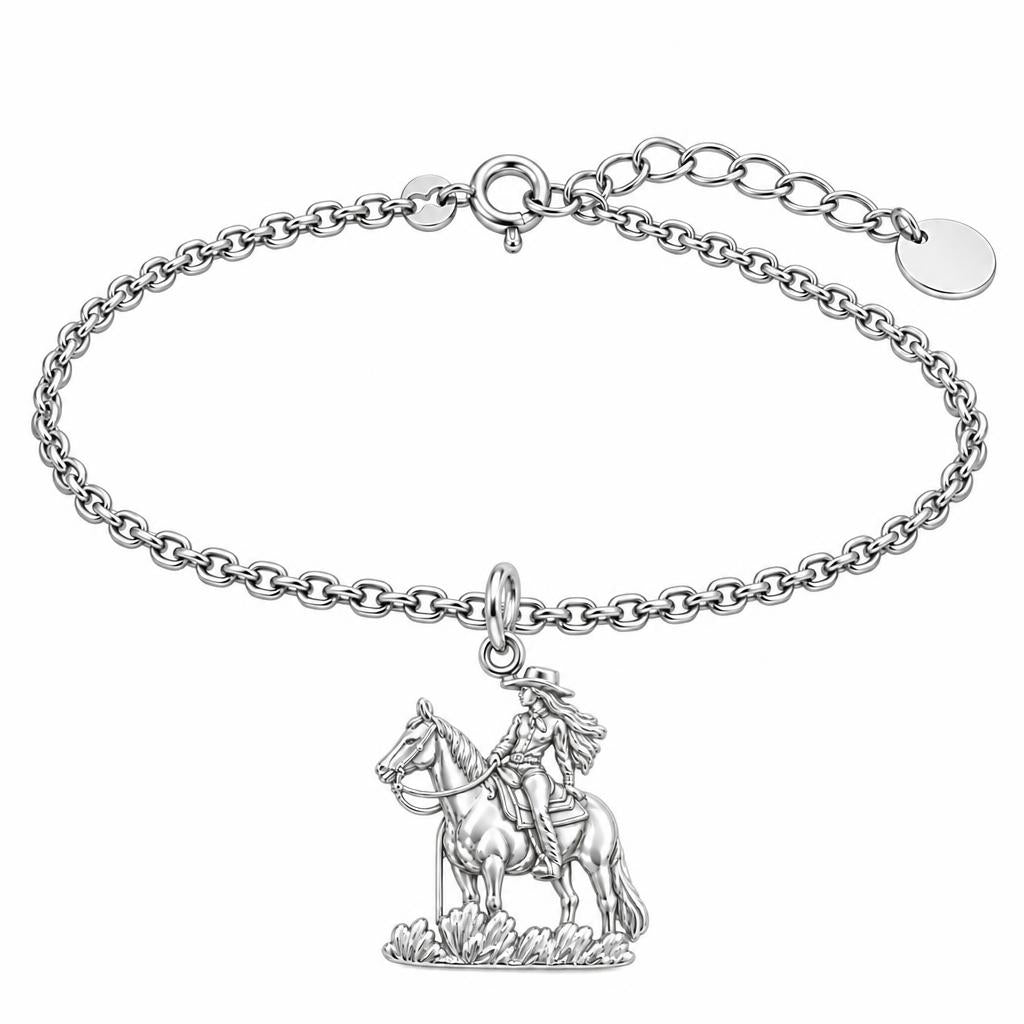 Spirit of the Trail Cowgirl Charm Bracelet Set – silver, front view