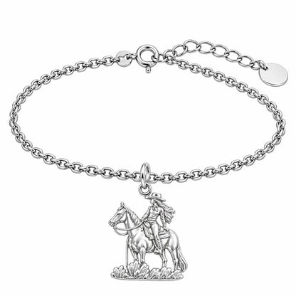 Spirit of the Trail Cowgirl Charm Bracelet Set – silver, front view