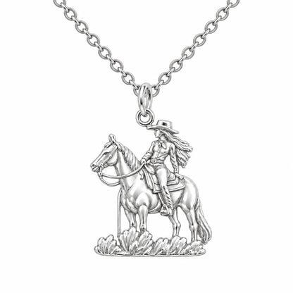 Spirit of the Trail Cowgirl Charm Necklace Set – silver, front view