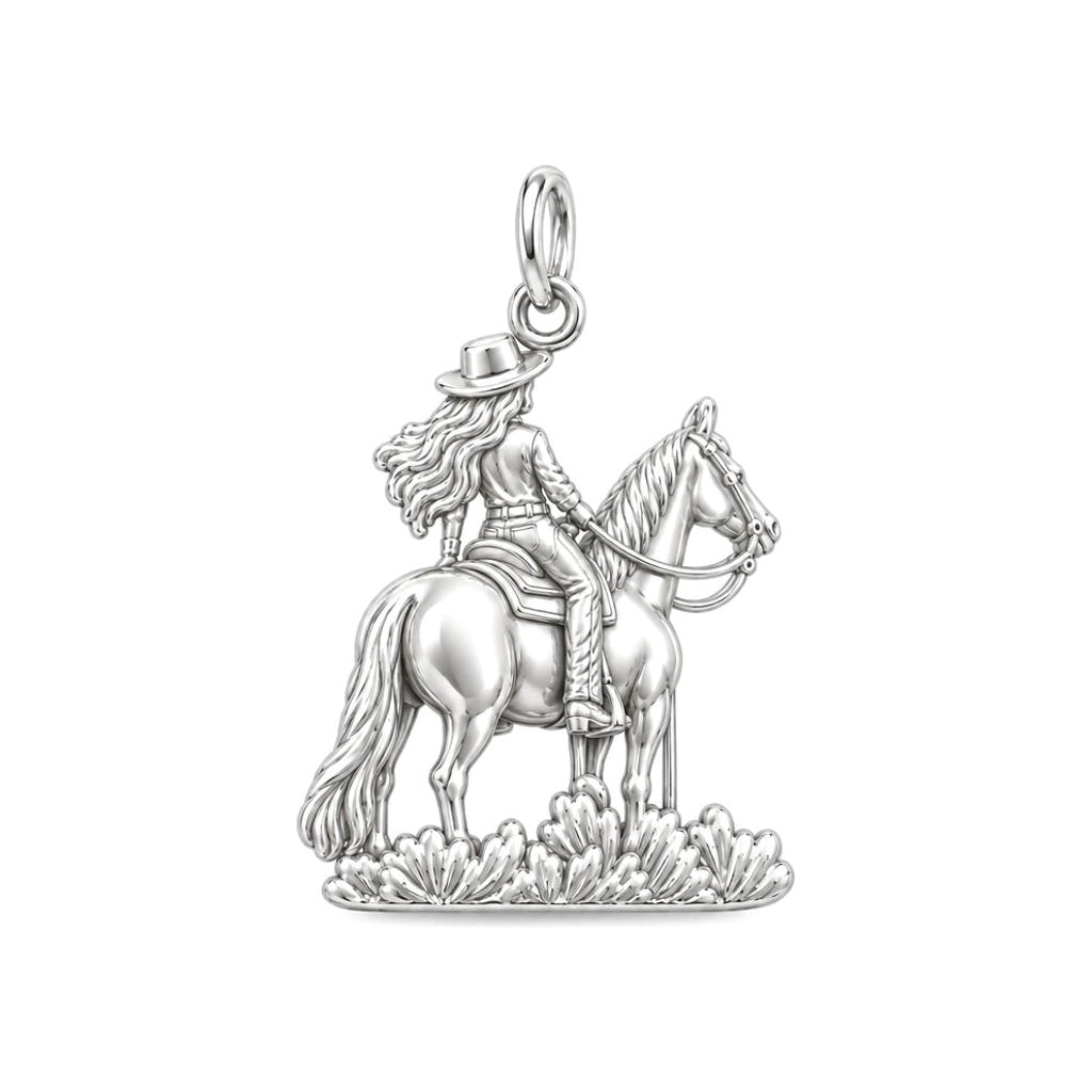 Spirit of the Trail Cowgirl Charm Necklace Set – back of the charm, engraving area