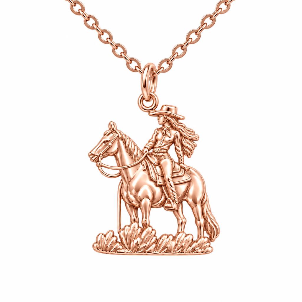 Spirit of the Trail Cowgirl Charm Necklace Set – rose gold, front view