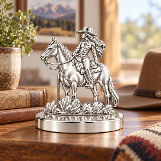 Spirit of the Trail Cowgirl Keepsake Plaque – worn / in use