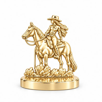 Spirit of the Trail Cowgirl Keepsake Plaque – 18K gold, front view