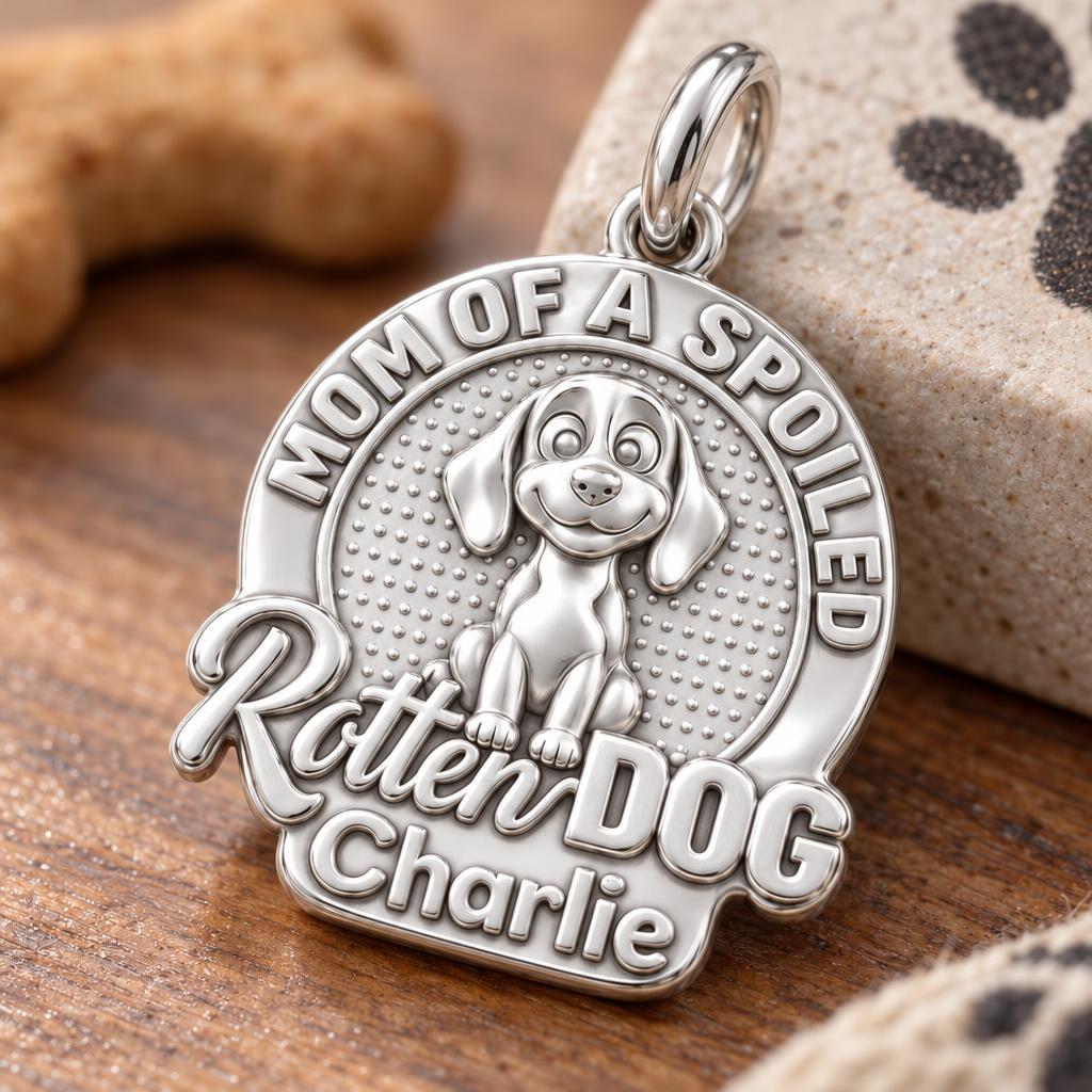 Spoiled Rotten Dog Mom Charm Bracelet – Personalized Dog Mom Gift – macro detail of the charm