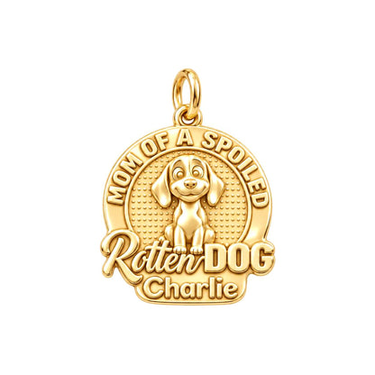 Spoiled Rotten Dog Mom Charm Bracelet – Personalized Dog Mom Gift – 18K gold plated 3 cm charm, front view