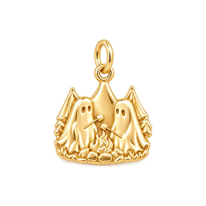 Spooky Besties Campfire Charm – 18K gold charm, front view