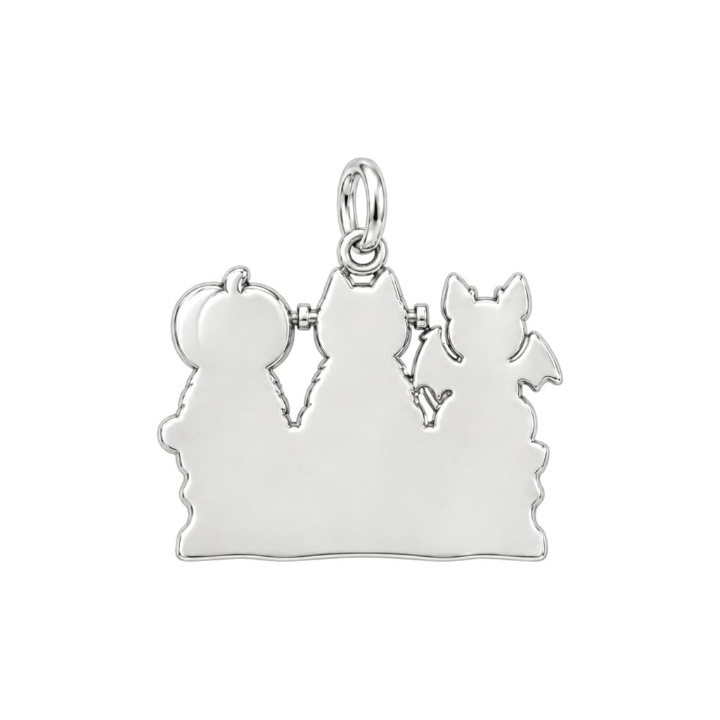 Spooky Little Meownsters Charm Bracelet – Personalized Cat Mom Gift – back of the charm, engraving area