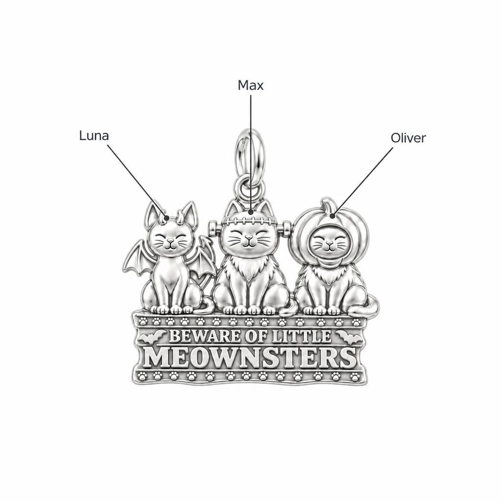 Spooky Little Meownsters Charm Bracelet – Personalized Cat Mom Gift – personalization guide