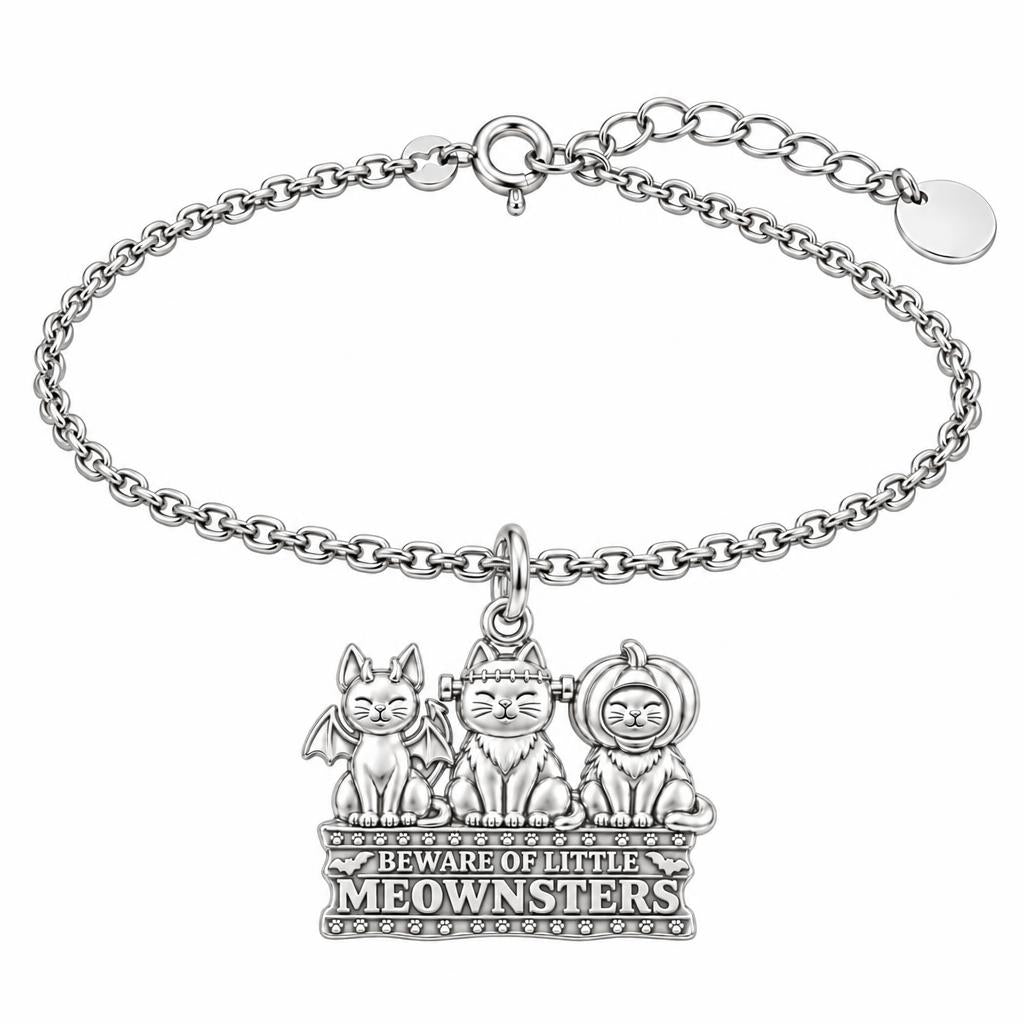 Spooky Little Meownsters Charm Bracelet Set – silver, front view