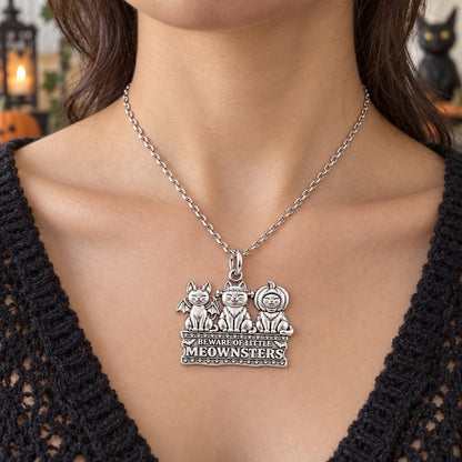 Spooky Little Meownsters Charm Necklace Set – worn / in use