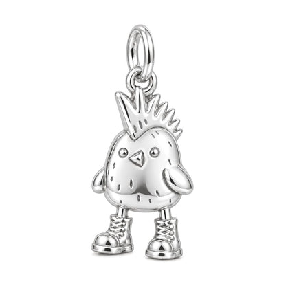 Spunky Chick in Boots Charm Bracelet – Personalized Mom Gift – silver charm, front view