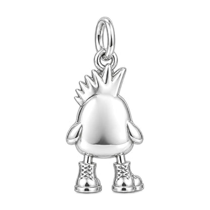 Spunky Chick in Boots Charm Bracelet – Personalized Mom Gift – back of the charm, engraving area