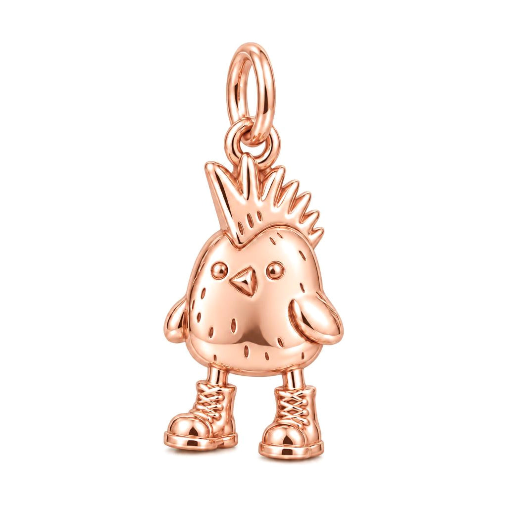 Spunky Chick in Boots Charm Bracelet – Personalized Mom Gift – rose gold charm, front view