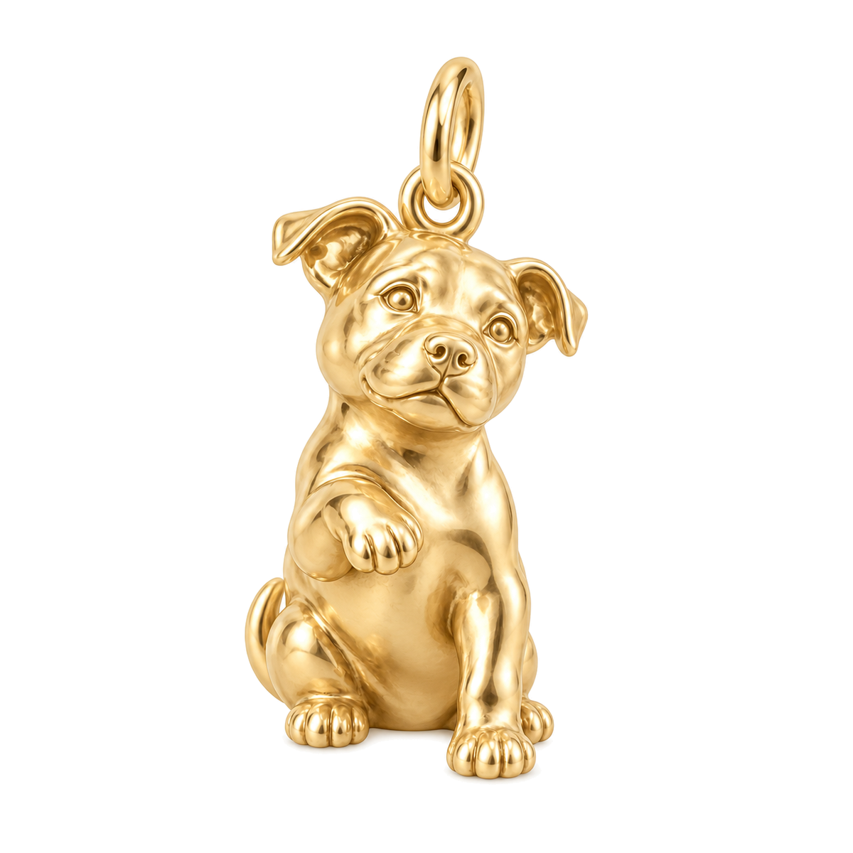 American Staffordshire Terrier — My Baby Charm and Polyester Cord Bracelet Set — Gold