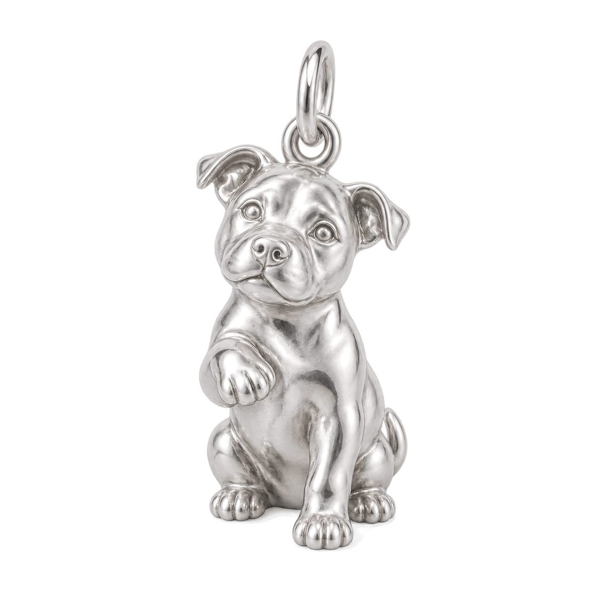 American Staffordshire Terrier — My Baby Charm and Polyester Cord Bracelet Set — Silver