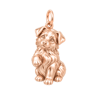 Australian Shepherd — My Baby Charm and Polyester Cord Bracelet Set — Rose Gold