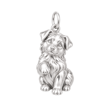 Australian Shepherd — My Baby Charm and Polyester Cord Bracelet Set — Silver