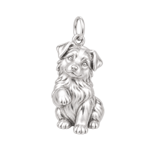 Australian Shepherd — My Baby Charm and Polyester Cord Bracelet Set — Silver