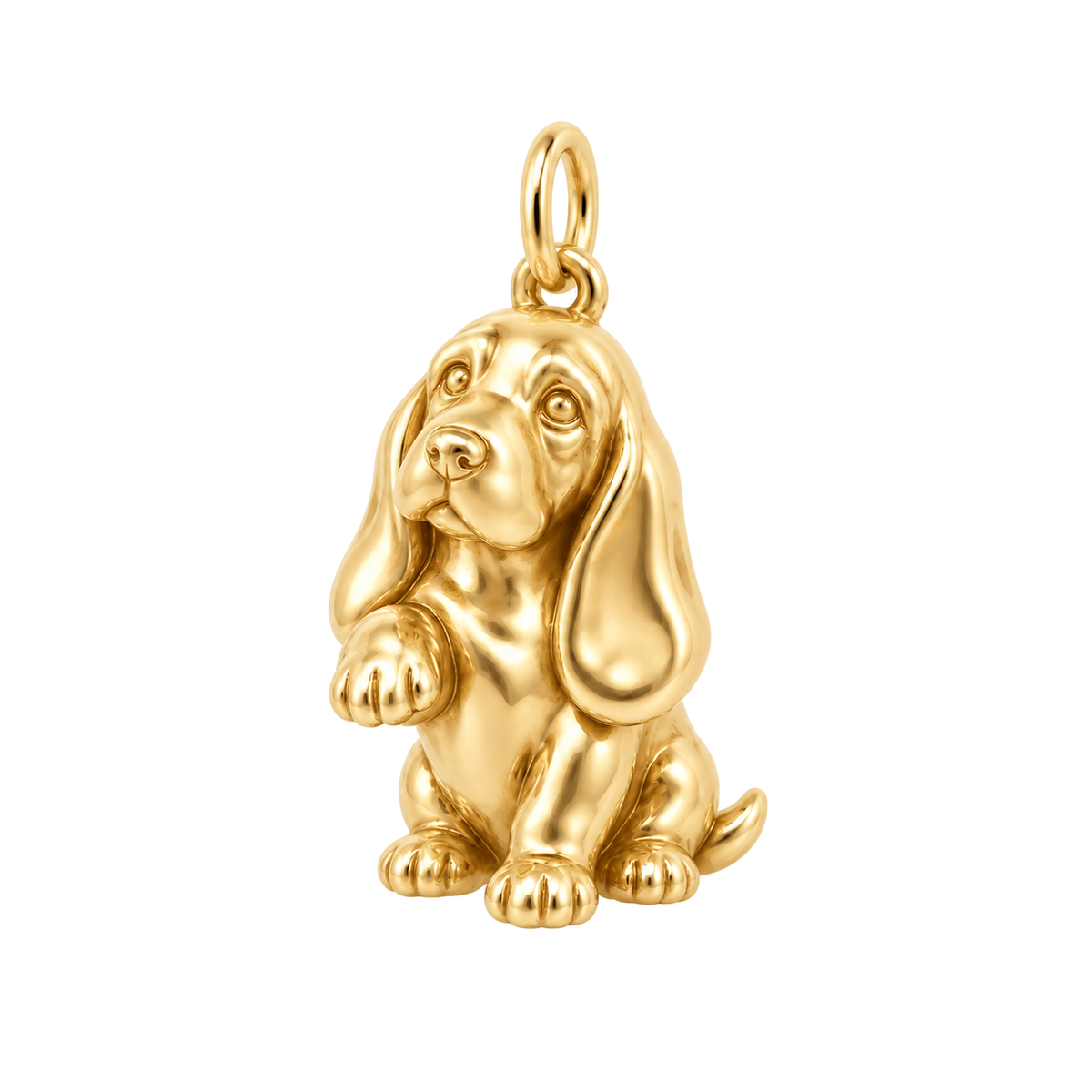 Basset Hound — My Baby Charm and Polyester Cord Bracelet Set — Gold