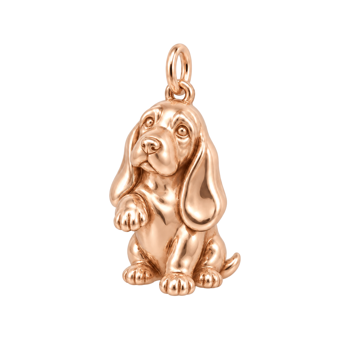 Basset Hound — My Baby Charm and Polyester Cord Bracelet Set — Rose Gold