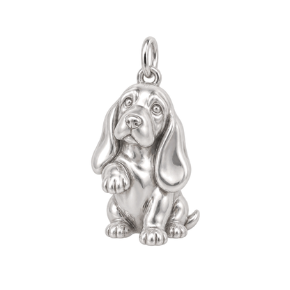 Basset Hound — My Baby Charm and Polyester Cord Bracelet Set — Silver