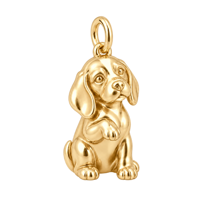 Beagle — My Baby Charm and Polyester Cord Bracelet Set — Gold