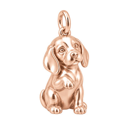 Beagle — My Baby Charm and Polyester Cord Bracelet Set — Rose Gold