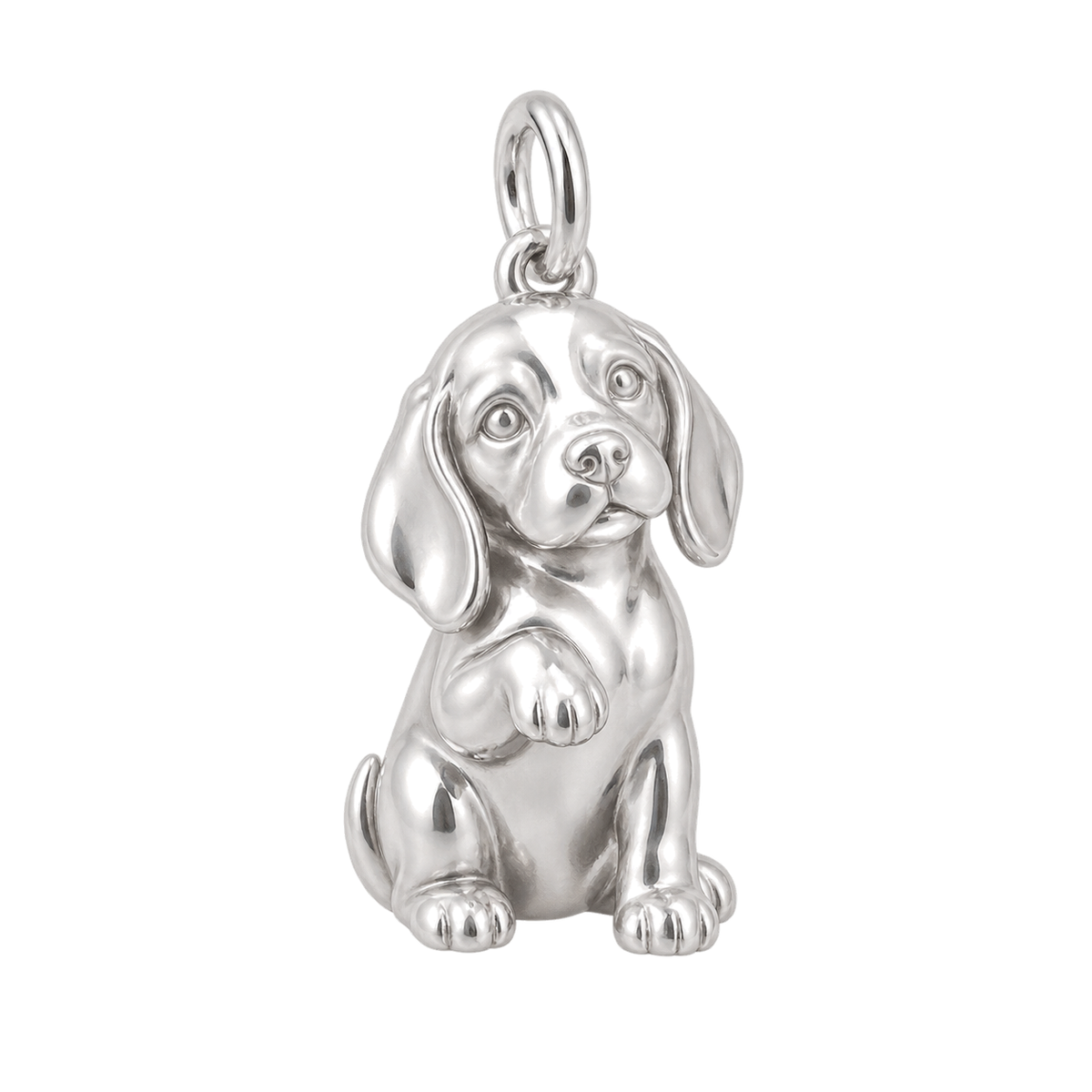 Beagle — My Baby Charm and Polyester Cord Bracelet Set — Silver