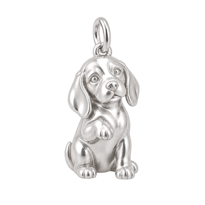 Beagle — My Baby Charm and Polyester Cord Bracelet Set — Silver