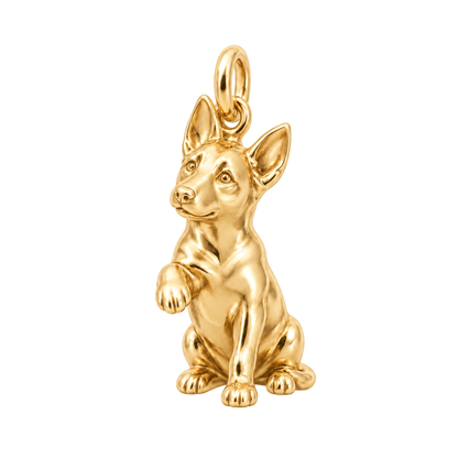 Belgian Malinois — My Baby Charm and Polyester Cord Bracelet Set — Gold