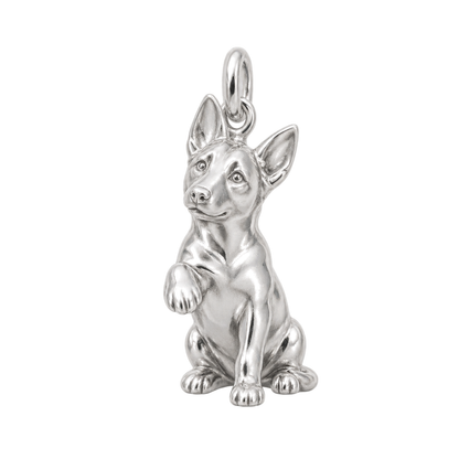 Belgian Malinois — My Baby Charm and Polyester Cord Bracelet Set — Silver